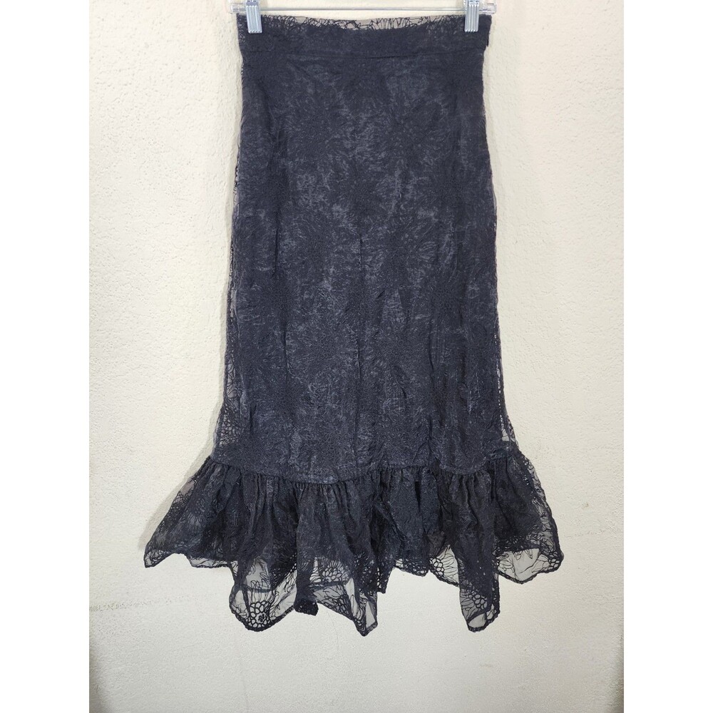 Sandra Mansour x H&M Lace Skirt 4 Black Goth Fleur du Soleil Ruffle Midi Floral